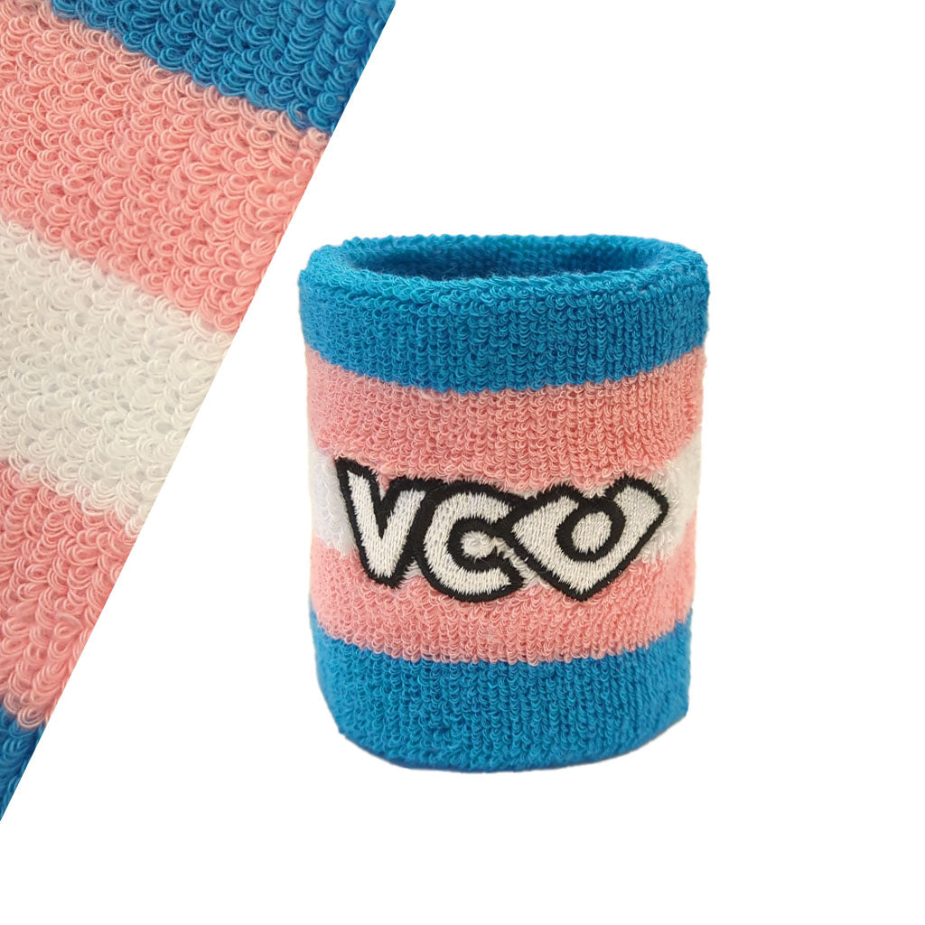 VC Ultimate Frisbee Colorful Trans Pride Striped Terrycloth Cotton Wristband