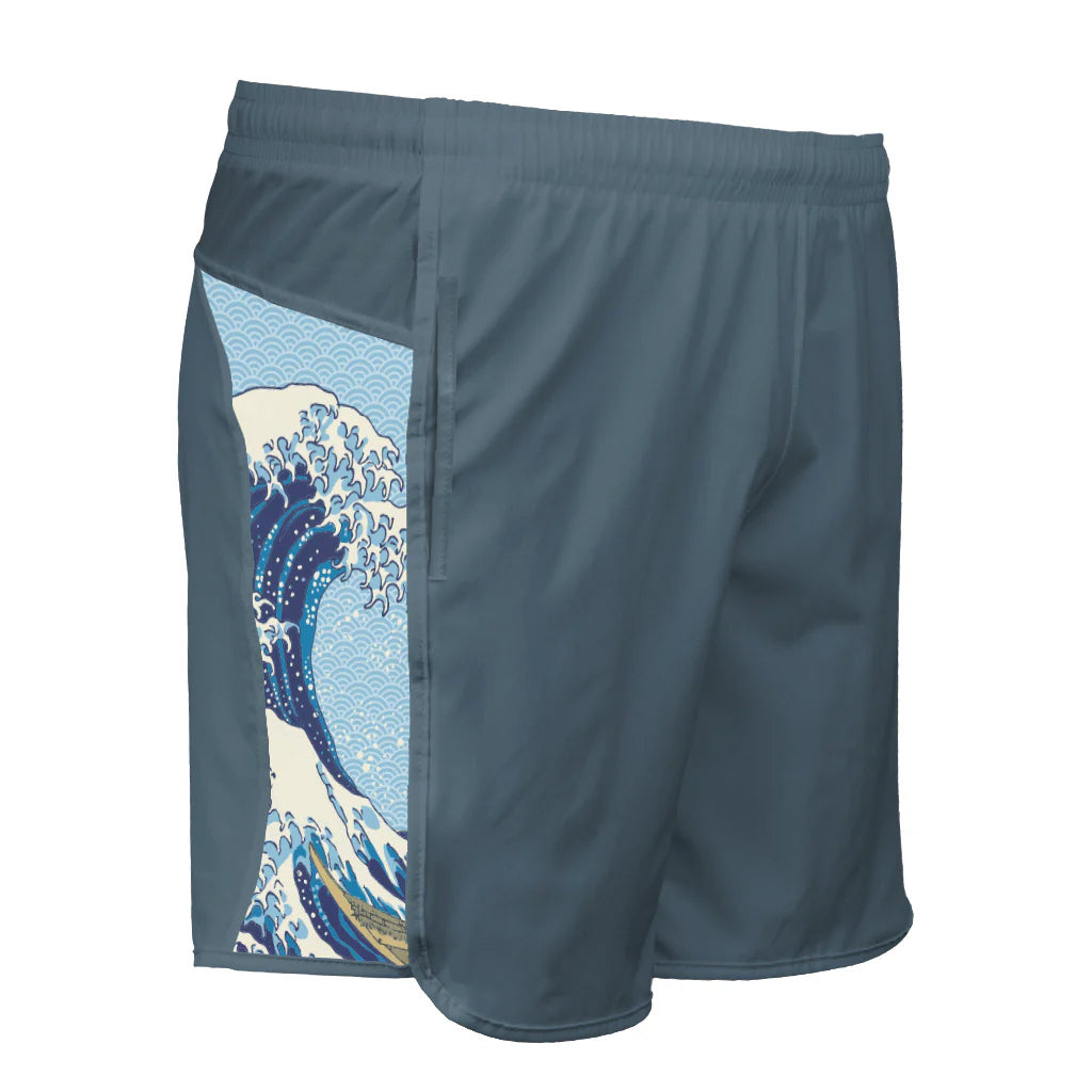 Hokusai Wave Shorty Shorts With Pockets